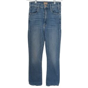 Mother The Hustler Ankle Fray Jeans high-rise straight Retro Blue Denim Size 24